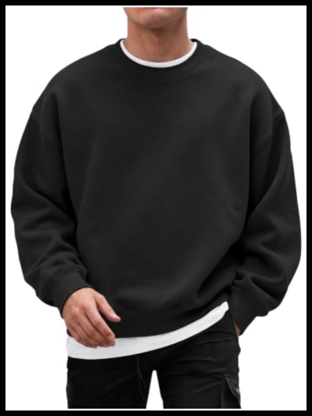 Mens Oversized Fleece Crewneck Sweatshirt Pullover - 50% Polyester 50% Cotton